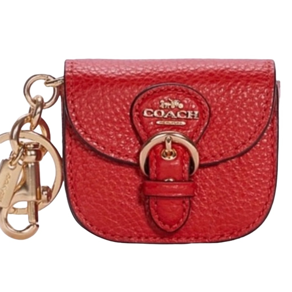 Coach Leather Mini Buckle Saddle Bag Poppy Bag Charm - Picture 2 of 10